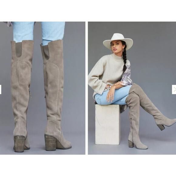 Kelsi Dagger X Anthropologie Brooklyn Logan Over-The-Knee Boots Grey Size 8.5 - Picture 1 of 11